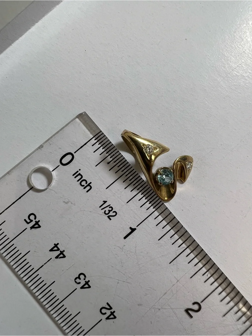 14K yellow gold pendant with genuine diamonds and blue aquamarine or topaz